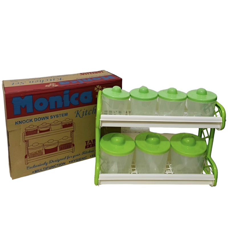 KITCHEN SET MONICA 7 IN 1 / TEMPAT BUMBU DAPUR 1 BOX ISI 7 PCS FREE PACKING BOX FBL