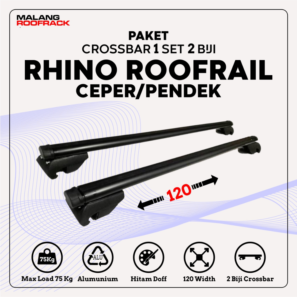 roofrack rakroof rhino crossbar roofrail untuk all new pajero, fortuner, rush, terios
