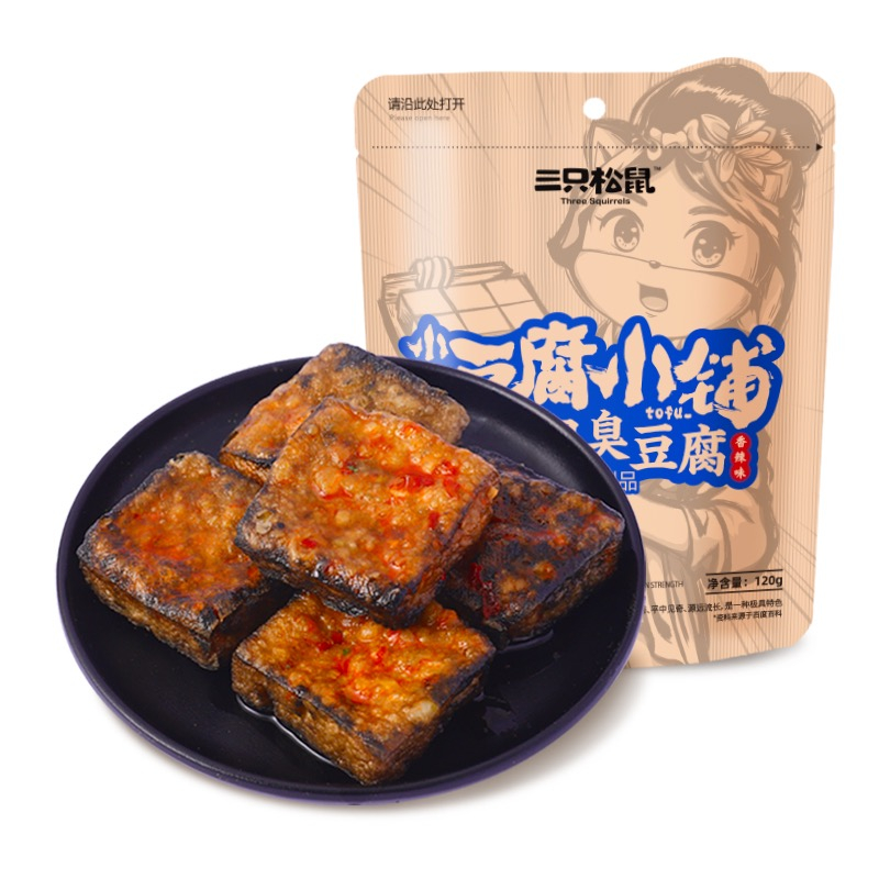 

Stinky Tofu Choudoufu 臭豆腐 Snack Cemilan Tahu Pedas Gurih 120g Three Squirrels