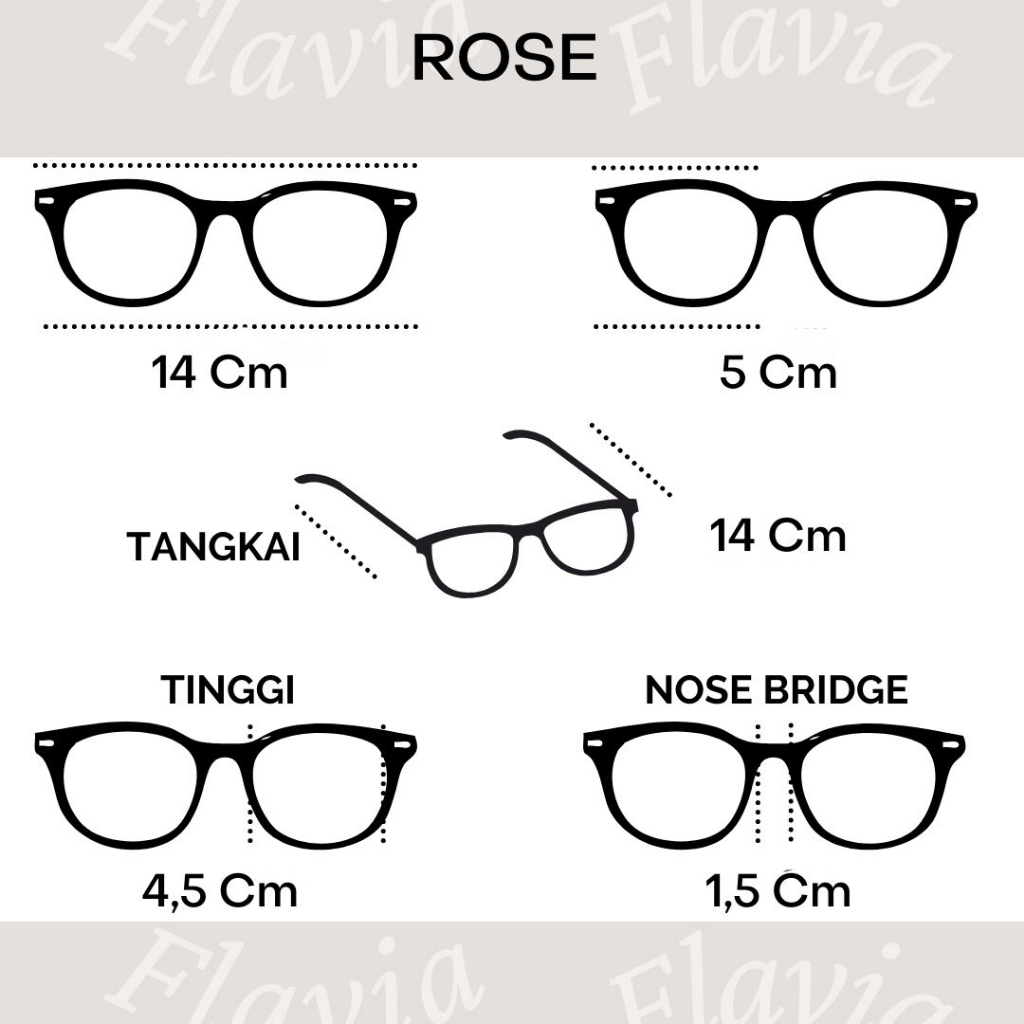 Flavia Eyewear - Kacamata Rose Round Plastic (custom minus, photochromic, blueray, bluechromic dan photobrown)