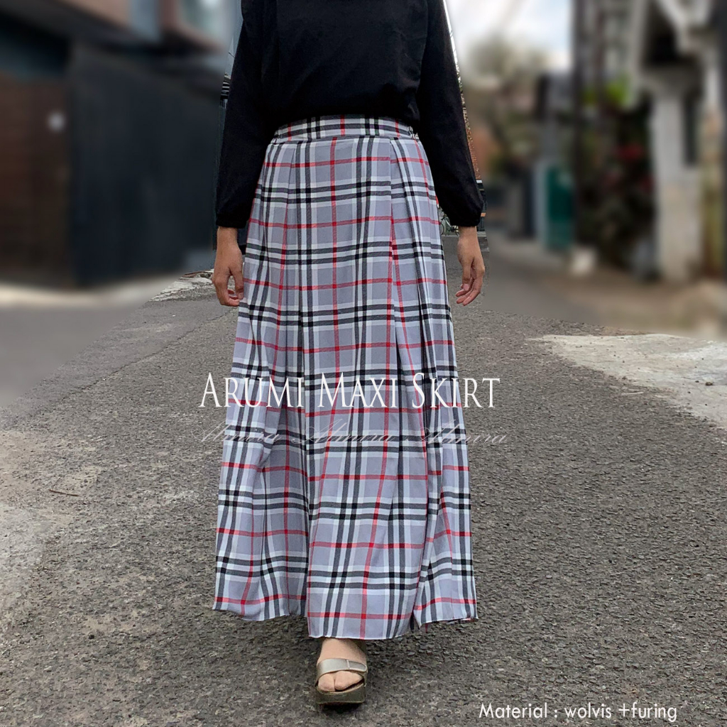 Rok Tartan Panjang Motif Kotak  Arumi Skirt Griyaraditya Almira