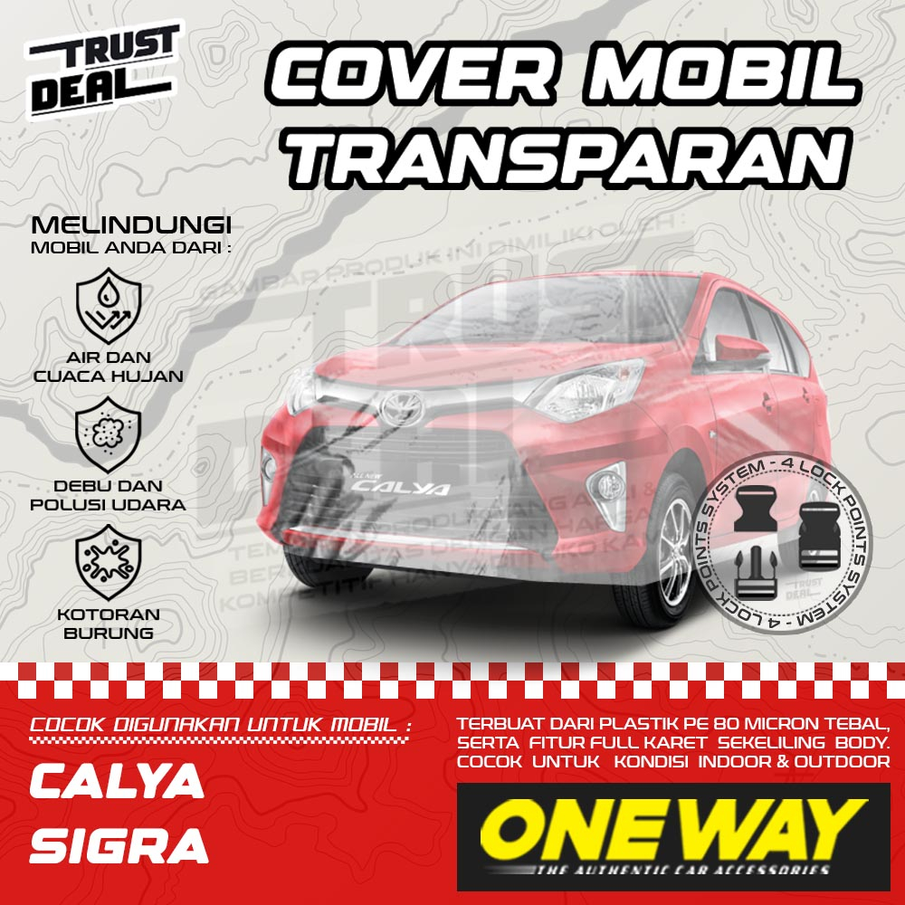 Sarung Cover Mobil Plastik CALYA SIGRA Waterproof Tebal Transparan Anti Air