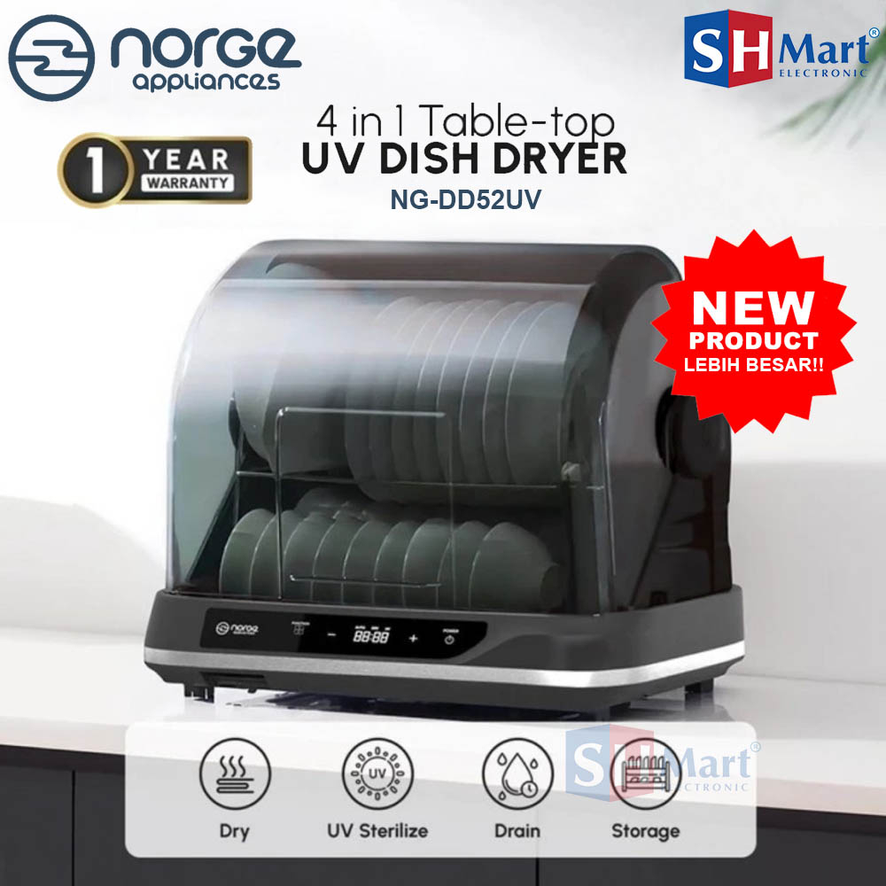 DISH DRYER NORGE 4 IN 1 TABLE TOP UV NG-DD48UV / NG-DD52UV STERIL PIRING BOTOL GARANSI RESMI