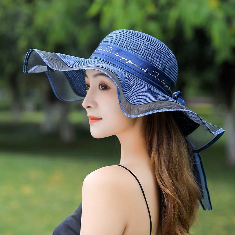 Topi Pantai wanita Bunga pelindung UV -Summerhat Pantai import T58