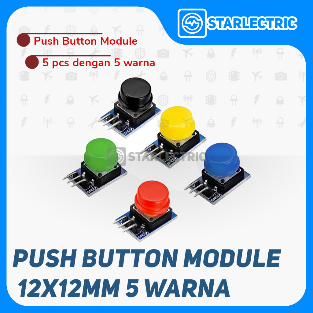 Push Button Module Tactile Switch Modul With Cap 5 Warna 12mmx12mm