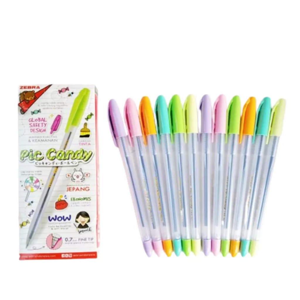 

Pulpen ZEBRA Pic Candy / Piccandy 0.7 mm Isi 12 pcs