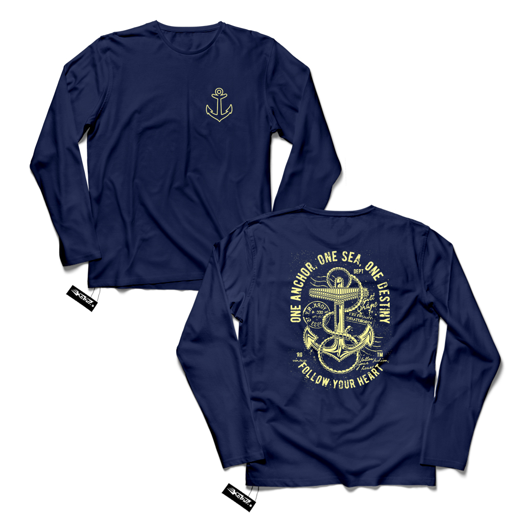 KAOS One Anchor, One Sea, One Destiny - DEPAN BELAKANG - Kain Katun Tshirt / baju distro Keren gamba