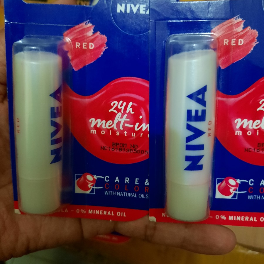 `ღ´ PHINKL `ღ´ Nivea Lipbalm Care &amp; colour Red stick pelembab bibir agar tidak kering