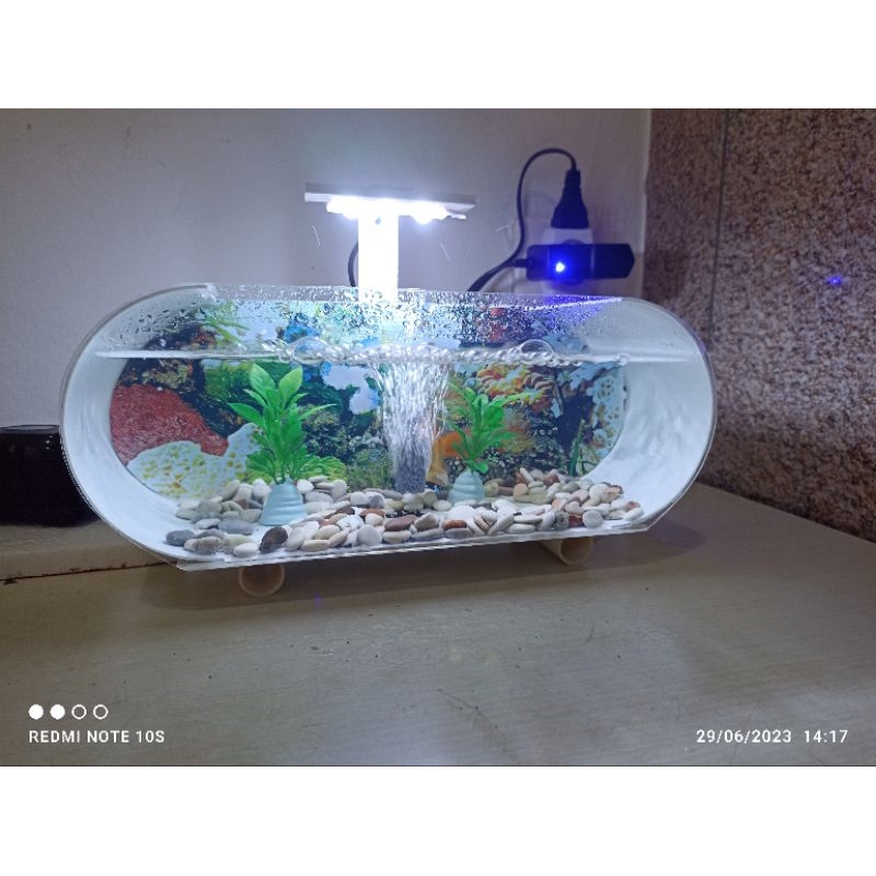 RK 1 SET AQUARIUM MINI PLUS MESIN AERATOR/AQUARIUM MINI CUPANG PLUS GELEMBUNG UDARA
