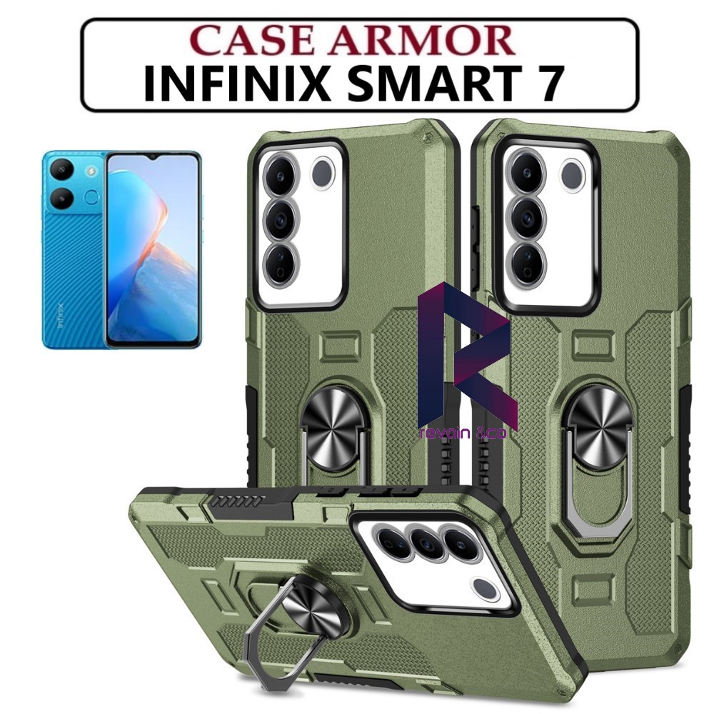 Case Armor INFINIX SMART 7 Iring Cincin Magnetic Kesing Hp Protect kamera Premium Hard Case Standing Robot Pelindung Kamera