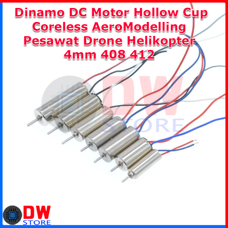 Hollow Cup DC Motor Dinamo Baling Pesawat Drone Helikopter RC Car Mobil Remote 4mm 408 412