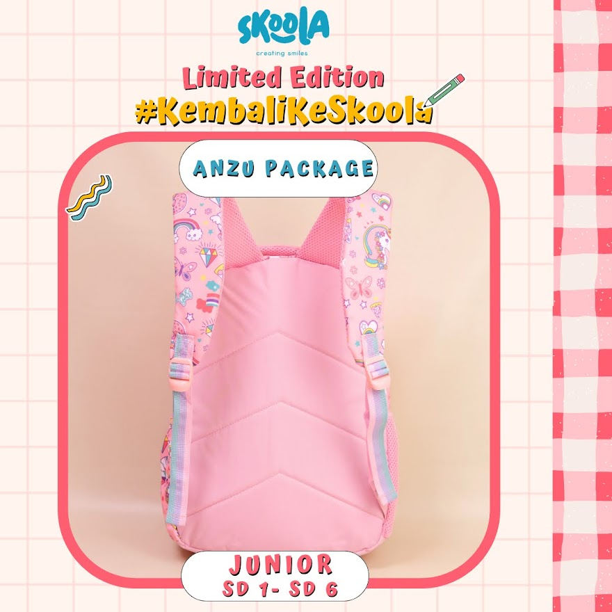 Skoola Special Package Tas Sekolah Anak Perempuan Laki - Laki SD Ransel + Tempat Pensil - Anzu