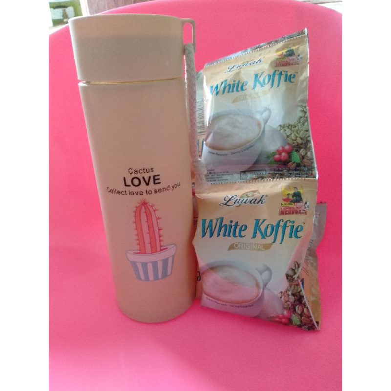 kopi Luwak white coffe 10pcs + tumbler kaca. kopi free tumbler