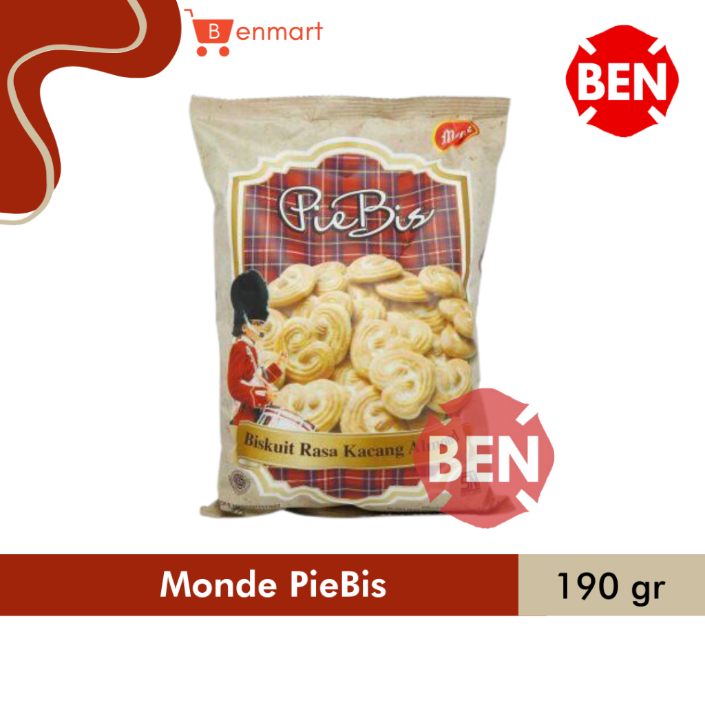 

Monde PieBis 190g 190gr Biskuit Pie Bis Kacang Almond Biscuits Besar