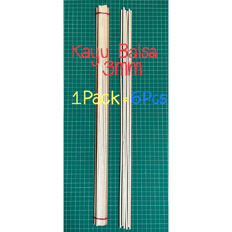 (6 PCS) KAYU BALSA/BALSA STICK/STIK KAYU/KAYU MAKET ARSITEKTUR 2MM /3 MM