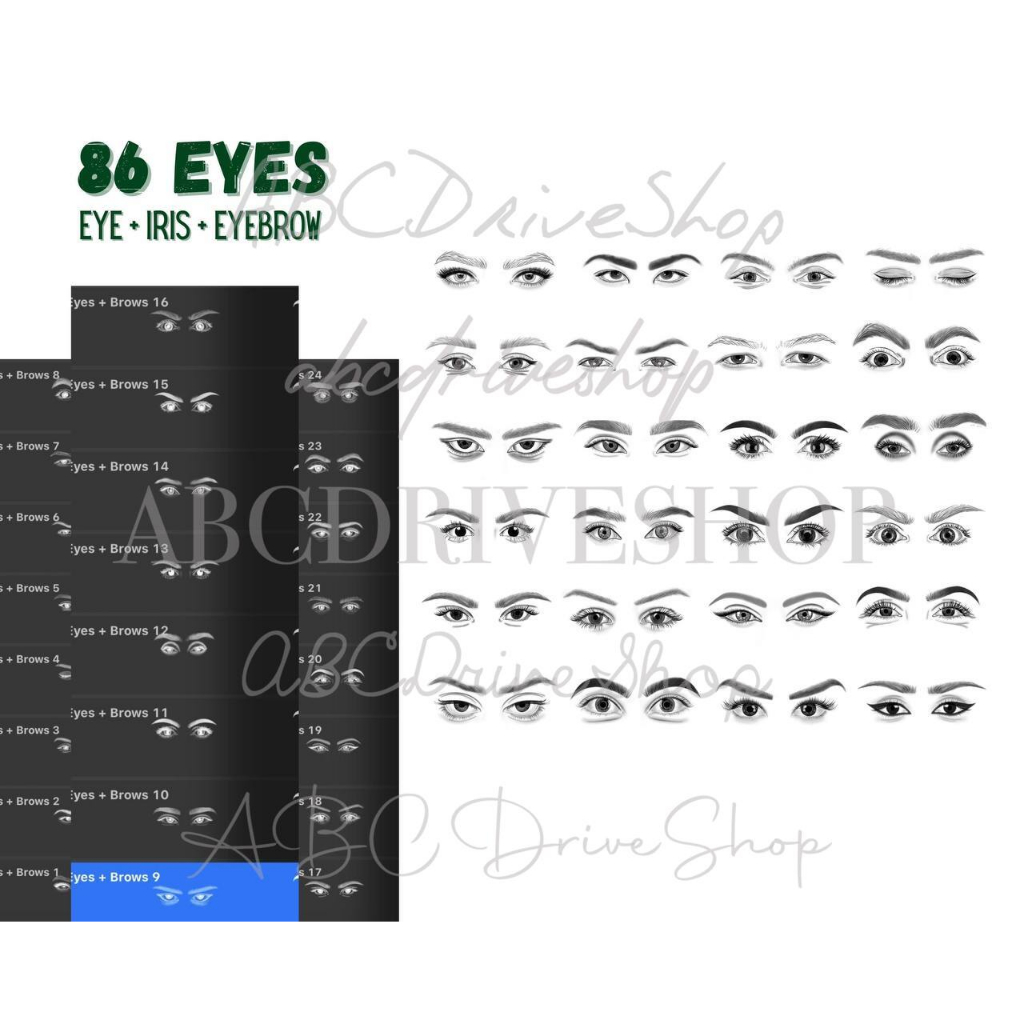 Procreate Brush - Eyes Procreate Stamps + Brows