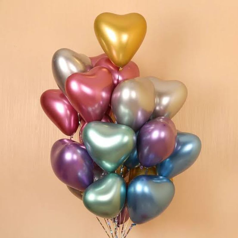 Balon hati chrome metalik | balon chrome hati | balon latex chrome hati | balon lateks chrome hati |