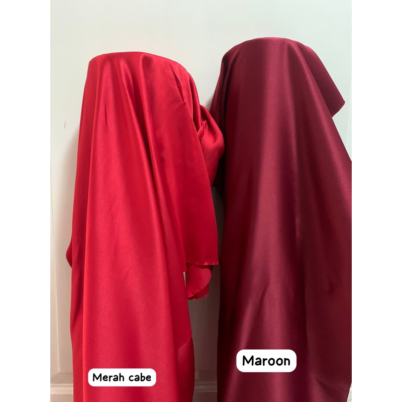 Kain Satin Saten Silk Velvet Premium Bahan Kebaya Dress Bridesmaid Bisa Untuk Background Foto Produk Warna Merah Maroon