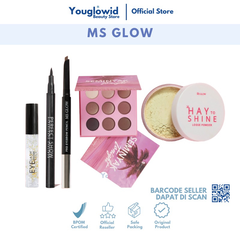 【Official Store】MS GLOW Loose Powder | Bedak Tabur | Eyeshadow | Lip Serum | Eyelash Serum | Eyebrow Eyeliner