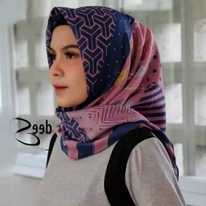 KERUDUNG SEGI EMPAT HIJAB JILBAB MOTIF DESKA PINK TERLARIS PREMIUM