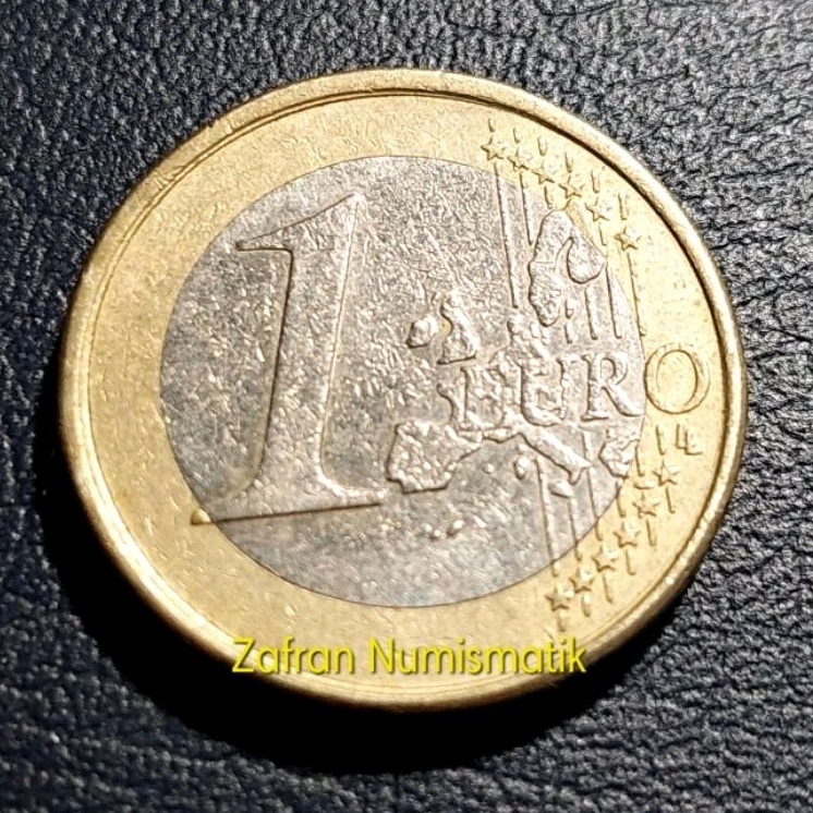 ZN627. Uang Koin Asing Kuno Bimetal EUR 1 Euro Ireland 1st Map Tahun 2002