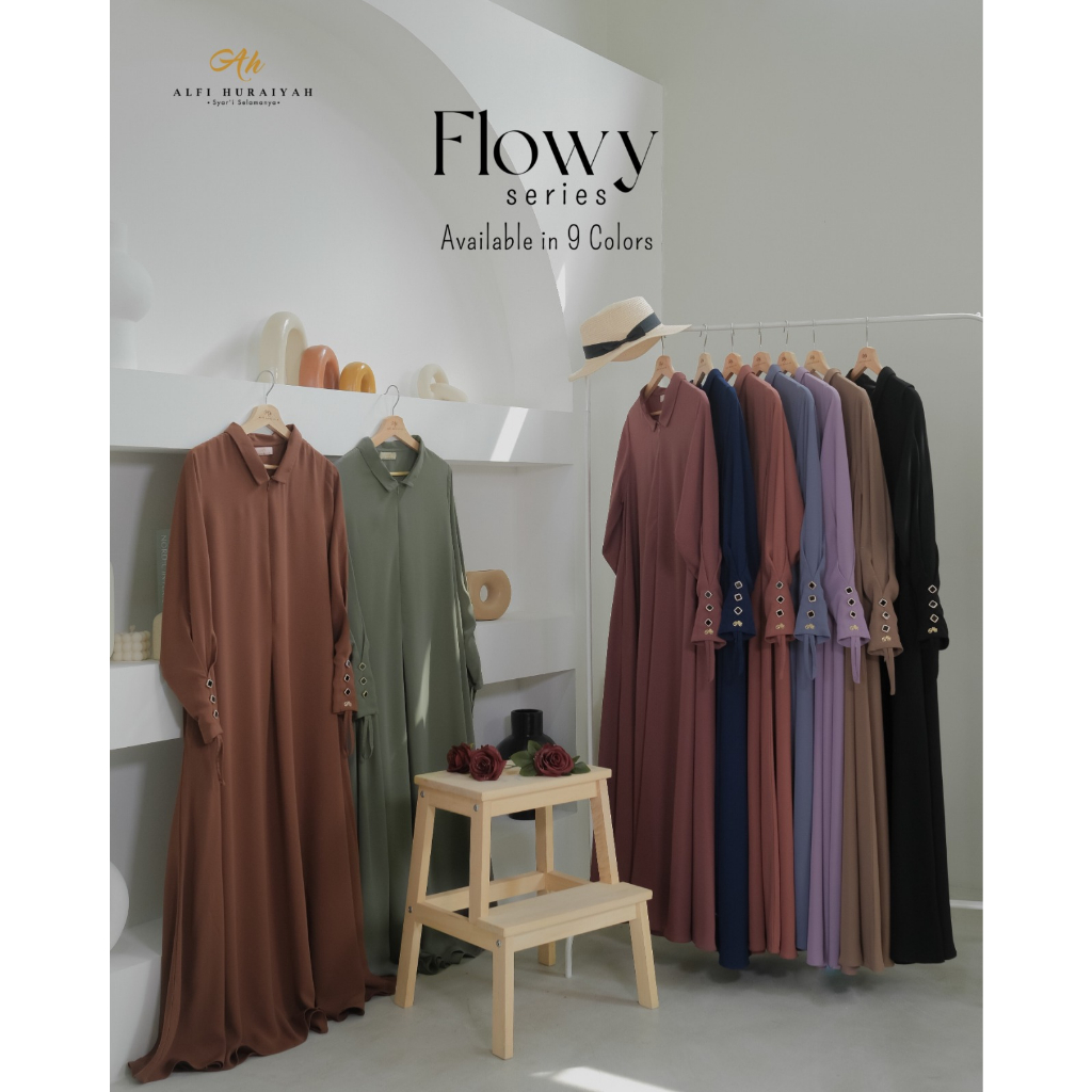 FLOWY GAMIS n KHIMAR by ALFI HURAIYAH klambieakhwat | bahan Aruz set jilbab abaya busui manset kancing