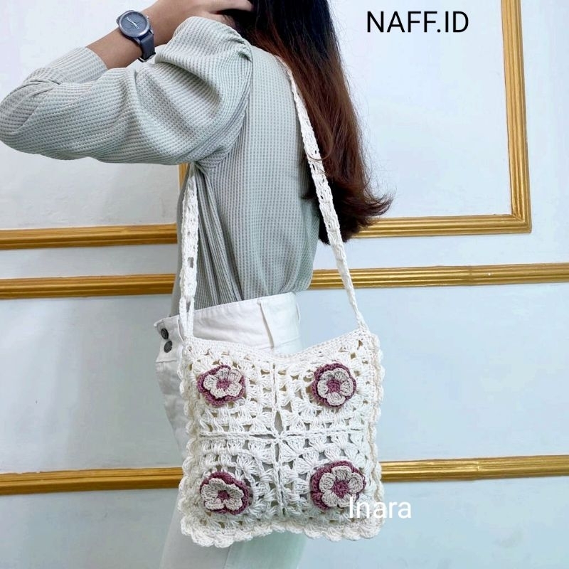 NAFF.ID-&quot;Inara&quot; Tas Rajut Handmade/ Tas Selempang Bunga Kerajinan Tangan