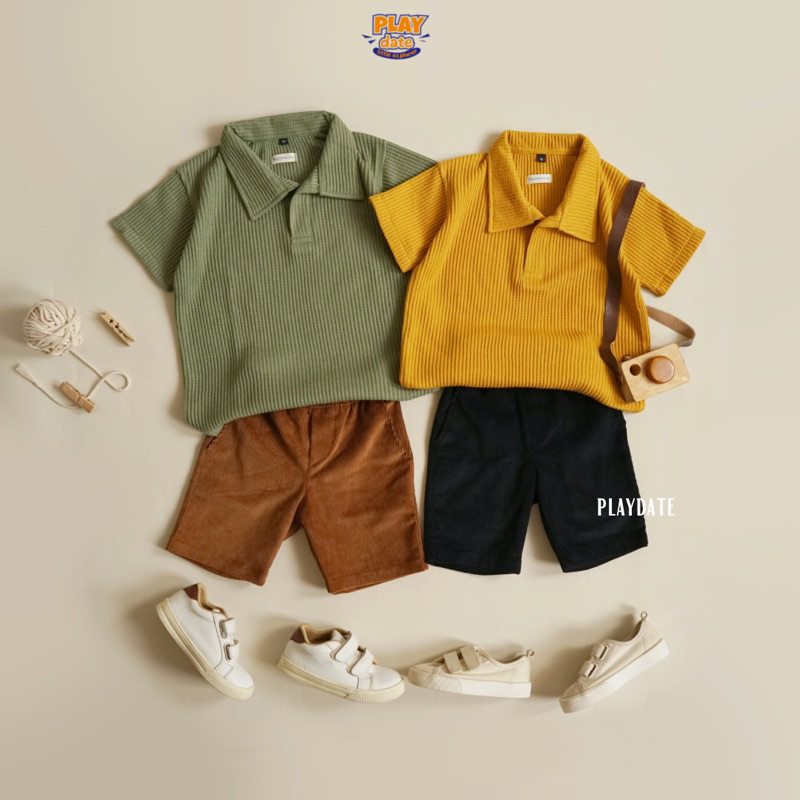 Playdate Baju Atasan Lengan Pendek Polo Anak Cowok Cewek 1 sampai 6 Tahun Premium