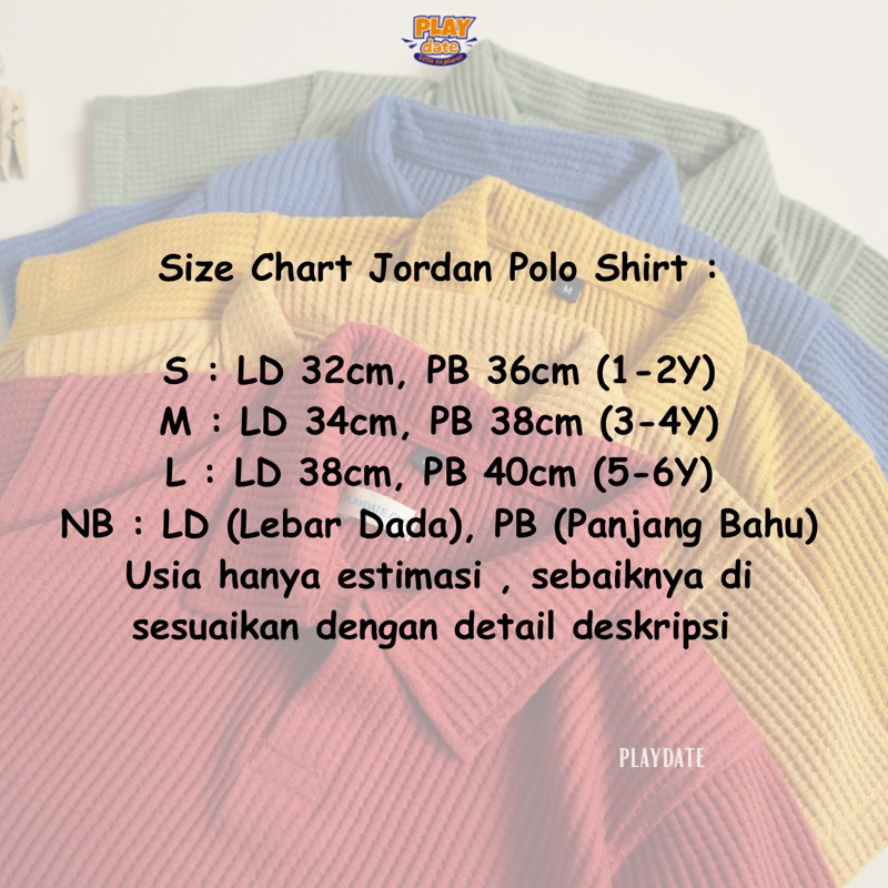 Playdate Baju Atasan Lengan Pendek Polo Anak Cowok Cewek 1 sampai 6 Tahun Premium