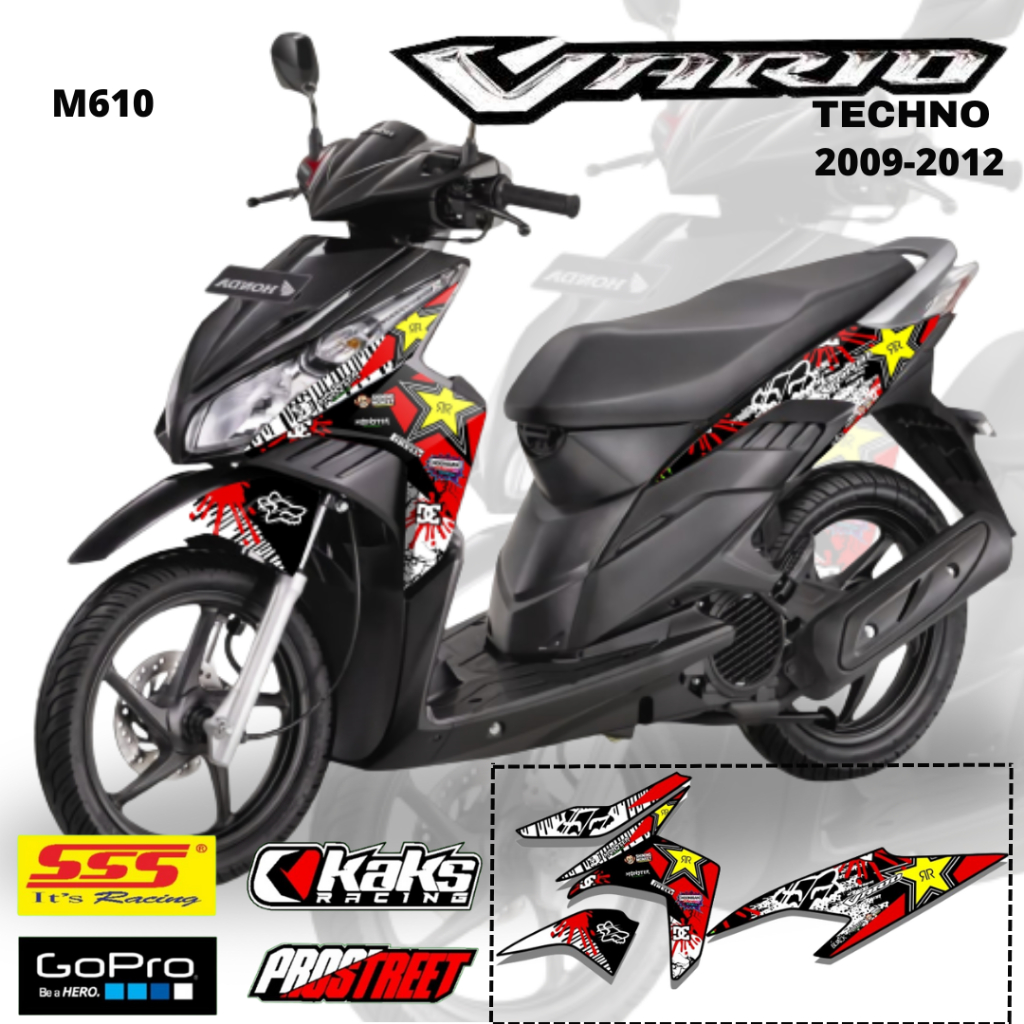 Lis Stiker Striping Honda Techno CBS 110 M610 Tahun 2009 2010 20112012 List Sticker Aksesoris Varias