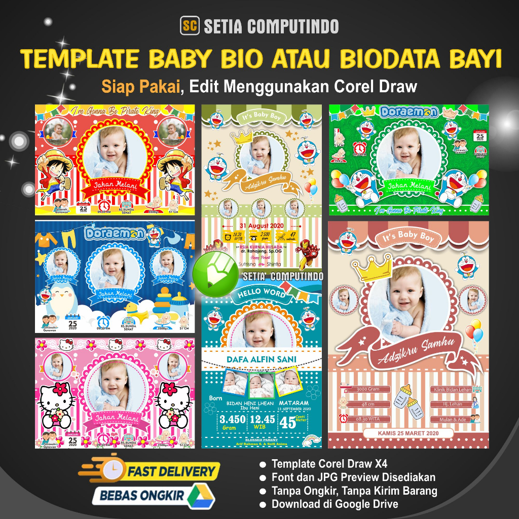 V1. Template Baby Bio atau Biodata Bayi format cdr atau Corel Draw