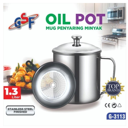 SARINGAN MINYAK OIL POT / OIL POT STAINLESS STEEL 1300 ML