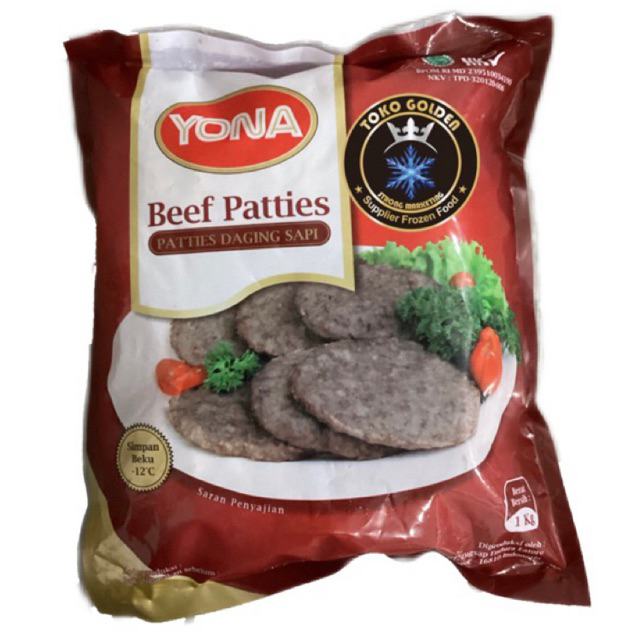 

Yona beef patties 1kg 20s / daging sapi paty