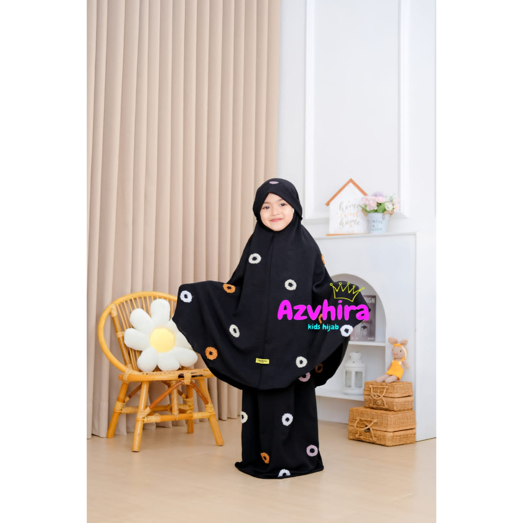 MUKENA CRINKLE DONAT /  MUKENA CRINKLE 3-6 TAHUN / MUKENA ANAK KRINGKLE PEREMPUAN ORI AZVHIRA