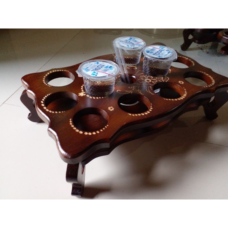 Tempat aqua mineral kayu jati