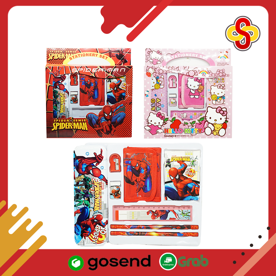 Stationery Set / Set Alat Tulis Sekolah Anak 8 in 1 Motif Fancy 938 Cewek.Cowok