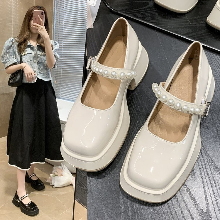 FD Sepatu Wanita Korean Style Docmart Pearl Kekinian Platform Shoes Cewek Cute Simple KI-071