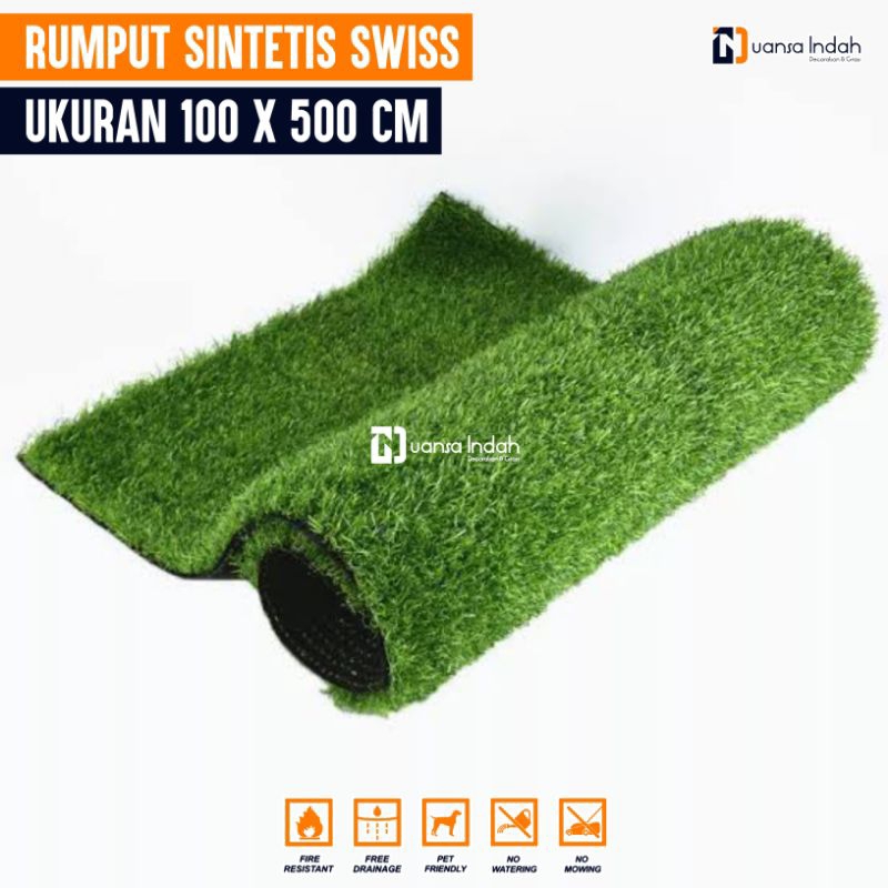 RUMPUT SINTETIS SWISS STANDAR UKURAN 1x5 METER