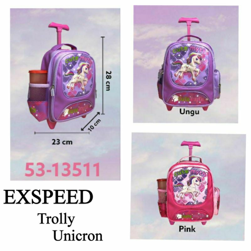 Tas Trolley Karakter Anak Perempuan 5313511 5313510 5314510 13inch 14inch Hello Kitty Unicorn