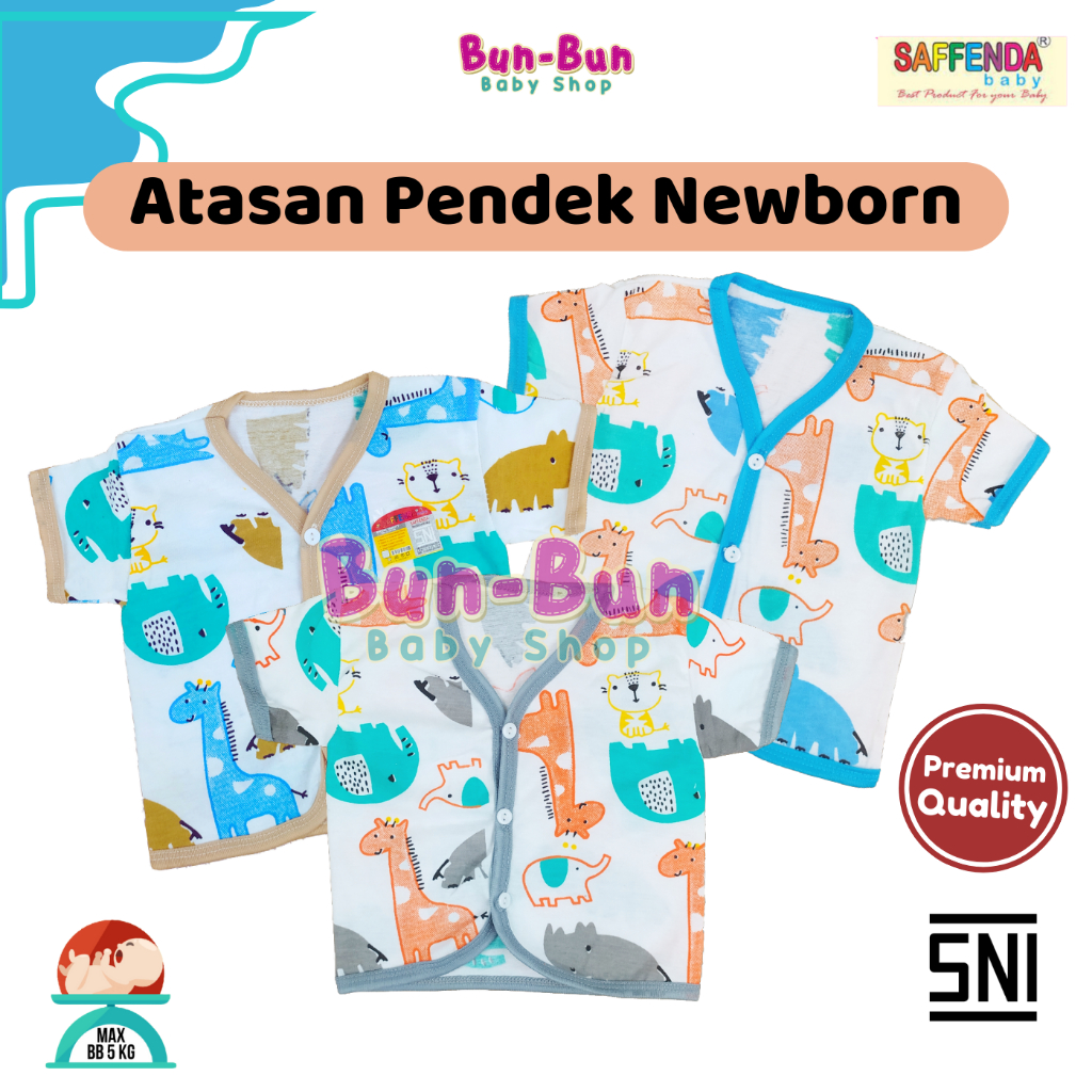 SNI Atasan Pendek Baju Bayi Baru Lahir Unisex Perlengkapan Pakaian Baby Murah Lucu Laki Perempuan