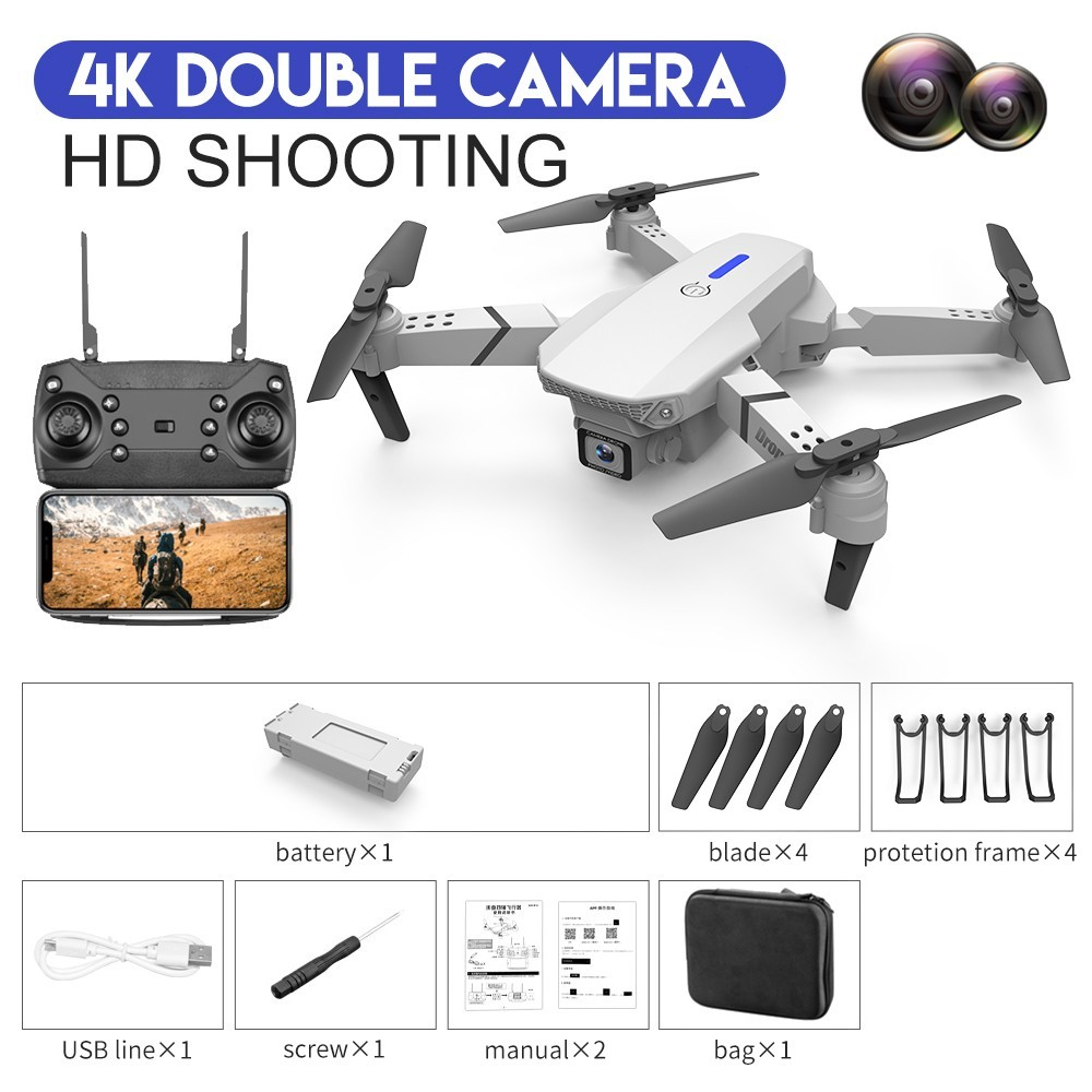 【COD】ORIGINAL E88 Pro Drone Camera 4K Dual Kamera Drone HD Lipat Quadcopter Drone Wifi FPV APP Kontrol Murah Drone