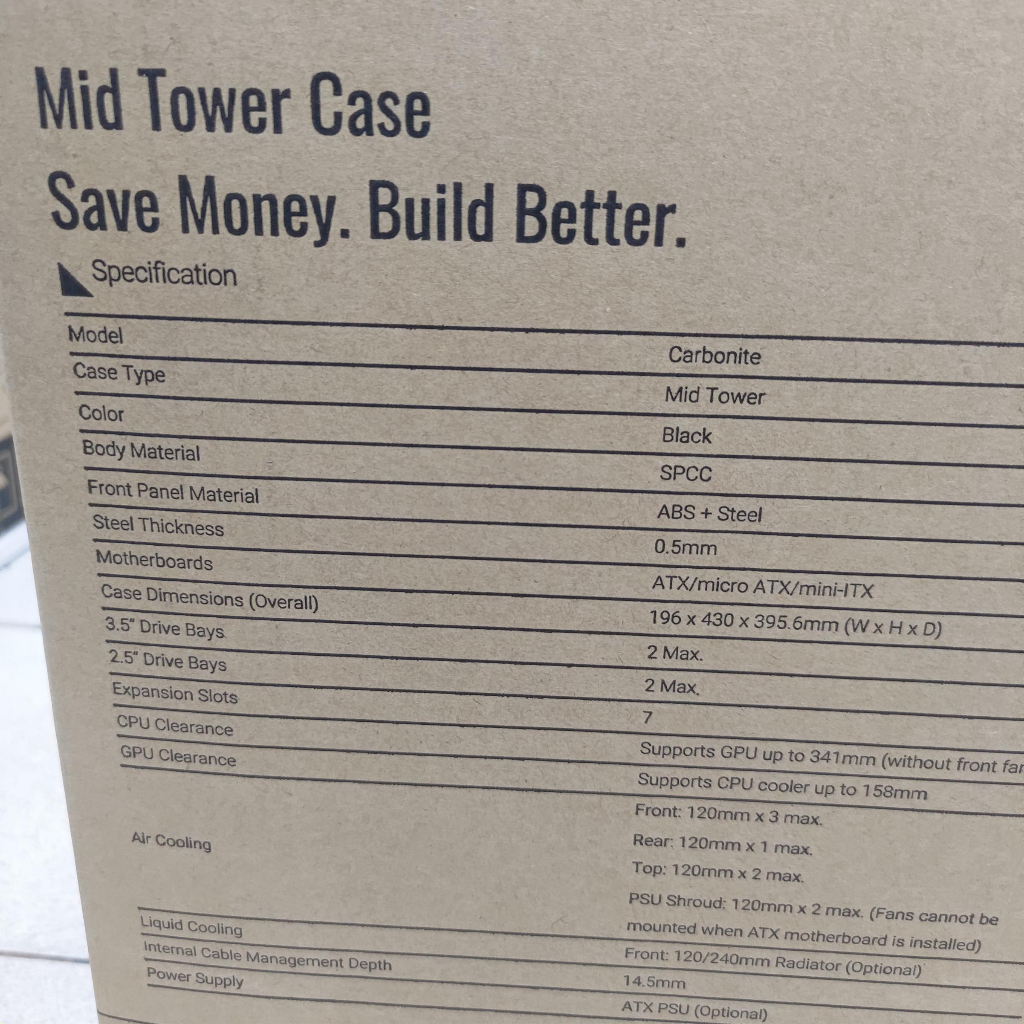 Aerocool CARBONITE FAN FROST Black Gaming Case Casing Aero Cool