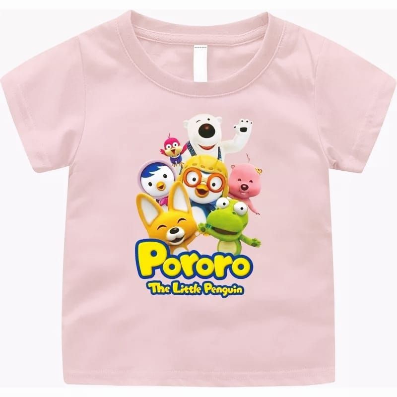 Kaos sablon dtf anak gambar pororo viral unisex 3-13 tahun