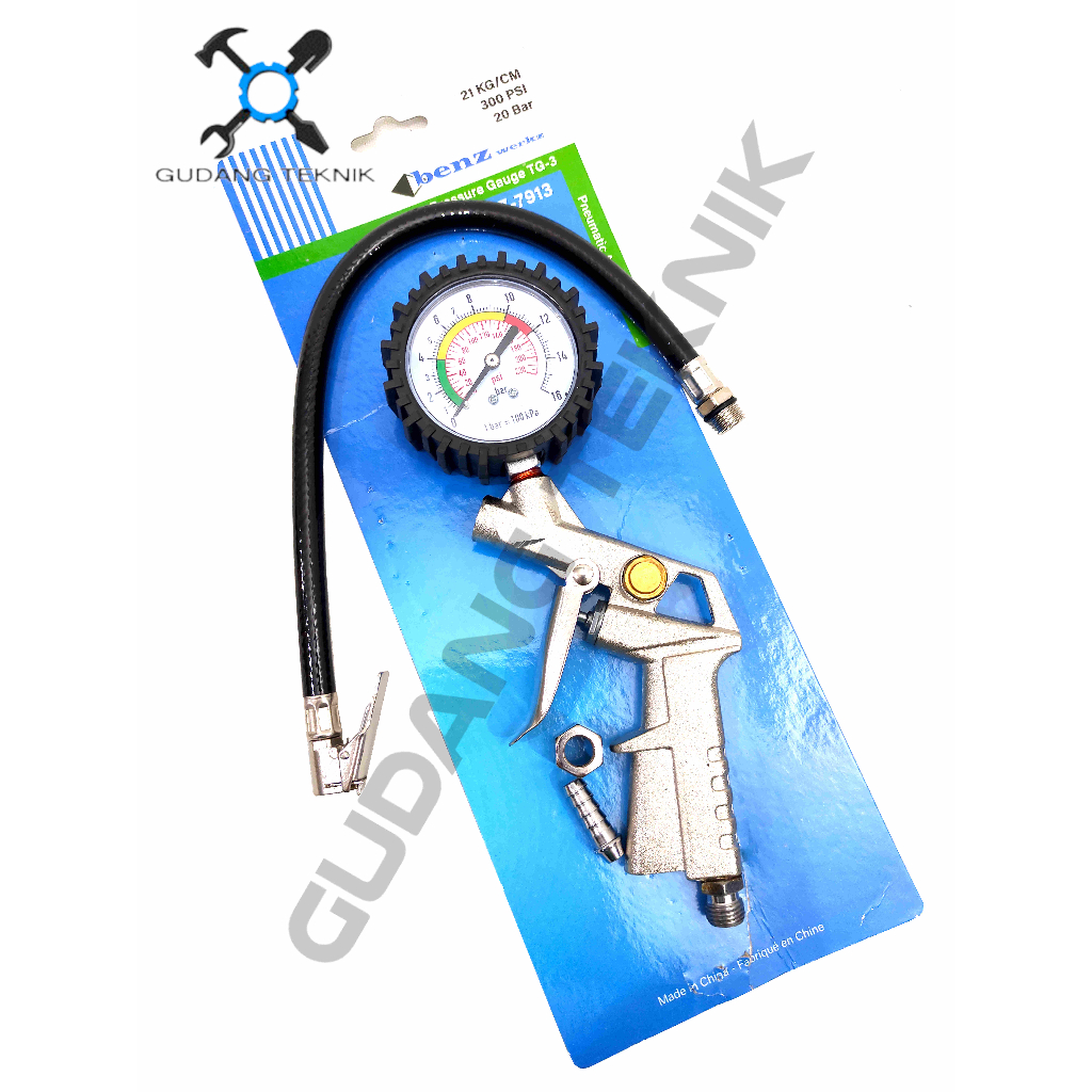 Tire Pressure Gauge TG3 BZ7913 BENZ / Alat Isi Angin Pengukur Ukur Tekanan Ban BZ 7913 - Tire Inflator Gun TP3 BZ-7913 BENZ