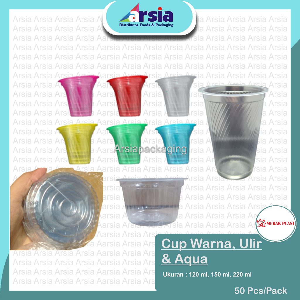 Gelas Warna Ulir/Aqua - 120ml/150ml/220ml - IDOLA & MERAK (arsiapackaging)