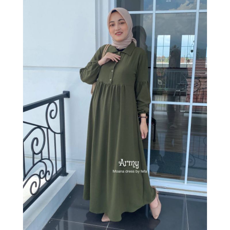 Dress polos / dress ruffle - MOANA dress wanita Bahan Airflow