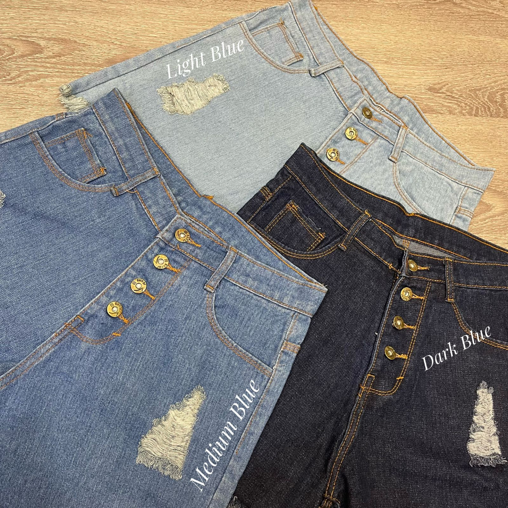 TRIVELA - Celana Jeans Hotpants Wanita Rawis Kancing 4 l K4 HOTPANTS