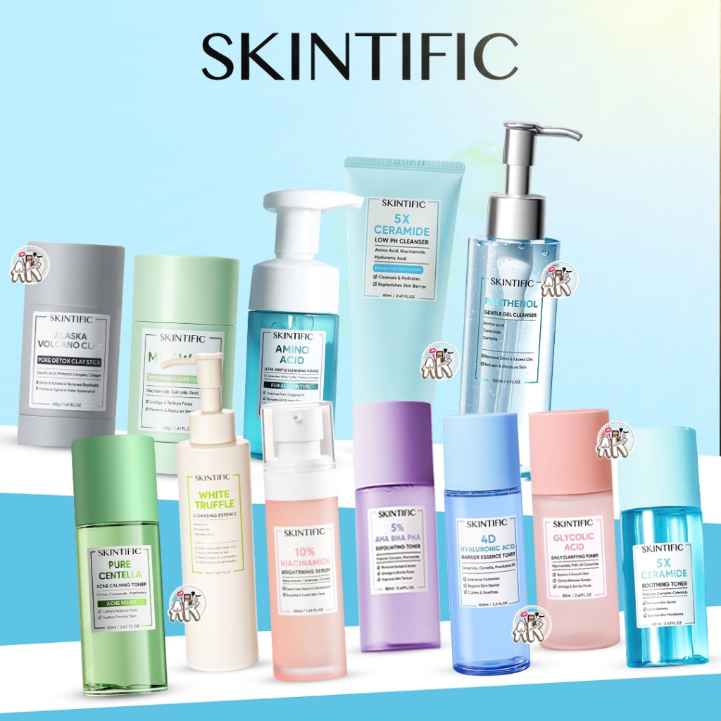 SKINTIFIC SKINCARE SERIES ( CLAY STICK / CLEANSER / TONER / SERUM )