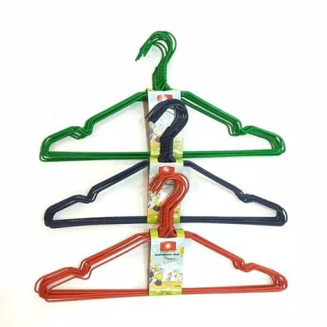 Gantungan Baju Kawat Coating Plastik Hanger Kawat Anti Karat Isi 10 PCS