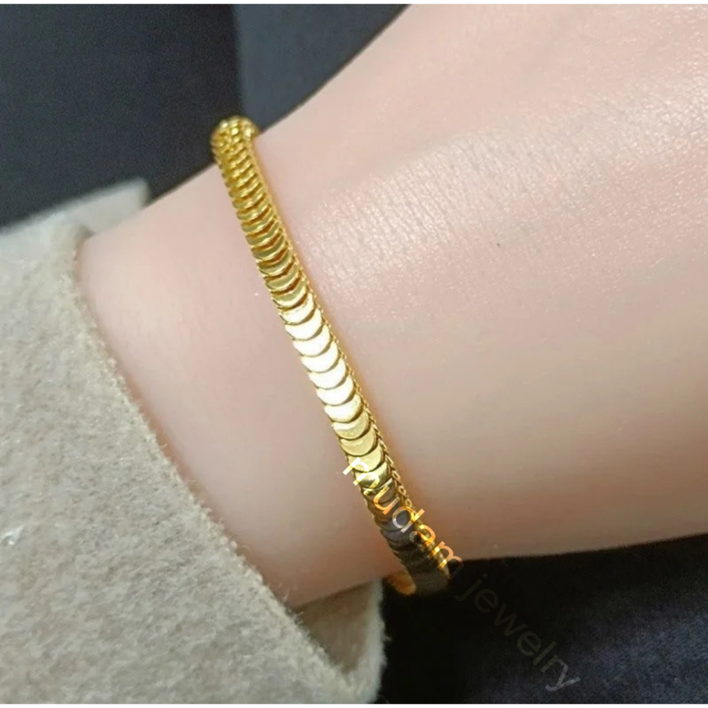 Gelang Rantai Lipan Lebar 0,4cm (4mm) Warna Gold